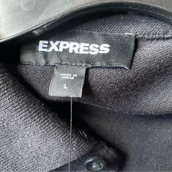 Express Men’s Black with Brown Tipped Collared Polo Pullover Shirt NWT - Picture 5 of 5
